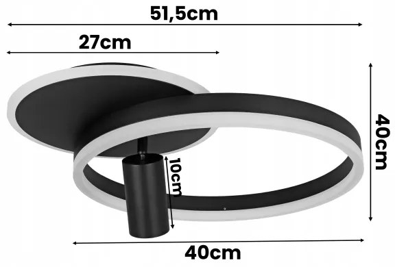 LED mennyezeti lámpatest LED/38W/230V + 1xGU10/30W fekete