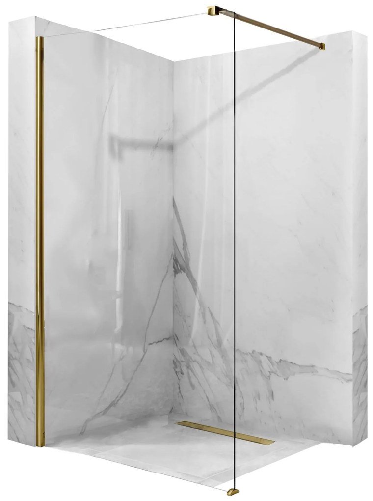 Rea AERO, zuhany paraván WALK IN 120 x 195 cm, átlátszó üveg - arany profil, REA-K8443