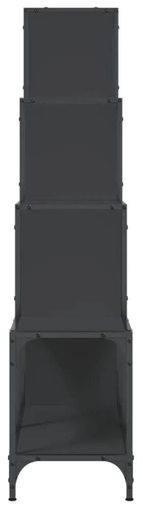 fekete szerelt fa és fém könyvszekrény 122 x 30 x 132 cm
