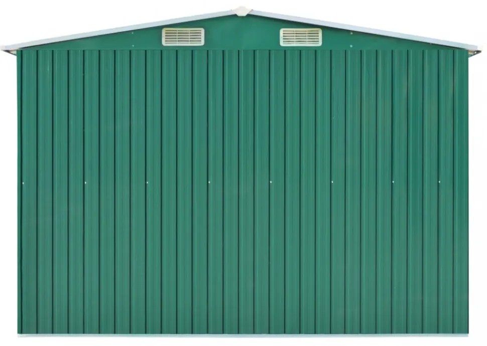 zöld fém kerti fészer 257 x 580 x 181 cm