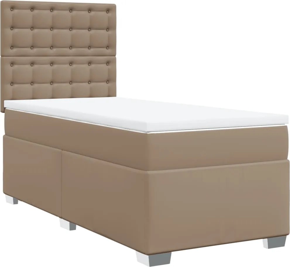 vidaXL cappuccino színű műbőr rugós ágy matraccal 90 x 190 cm