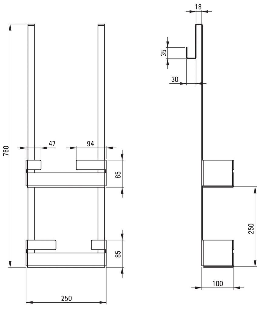 Deante Mokko kiegészítők, C típusú függőpolc a zuhanykabinhoz, fehér matt, ADM_A54K