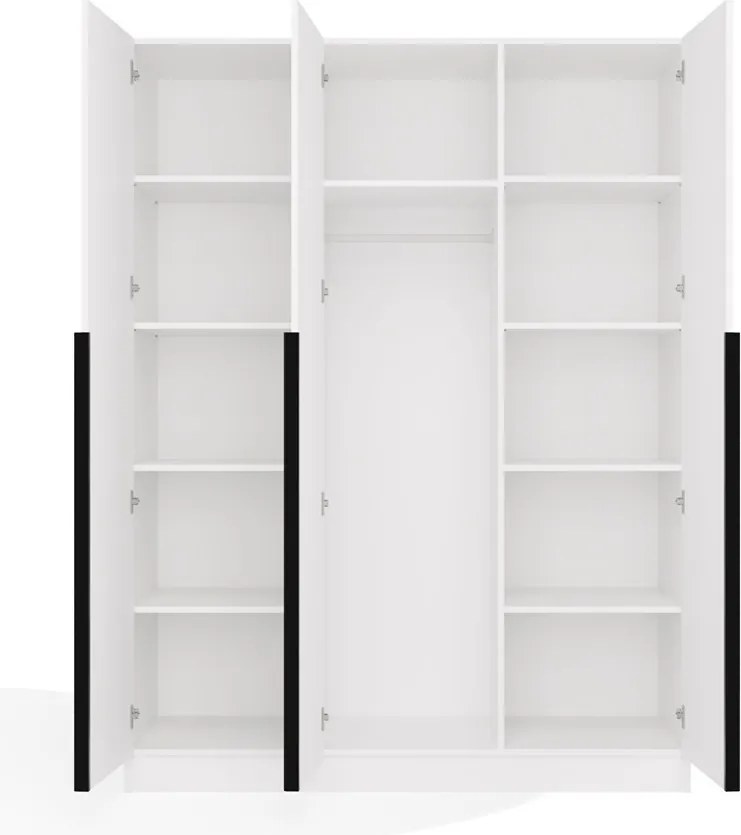 SENSO 3D gardróbszekrény 150x56.5x200 cm, fehér-fekete