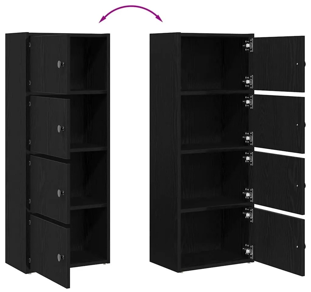 Könyvespolc fekete tölgy 40x24x102 cm gépesített fa