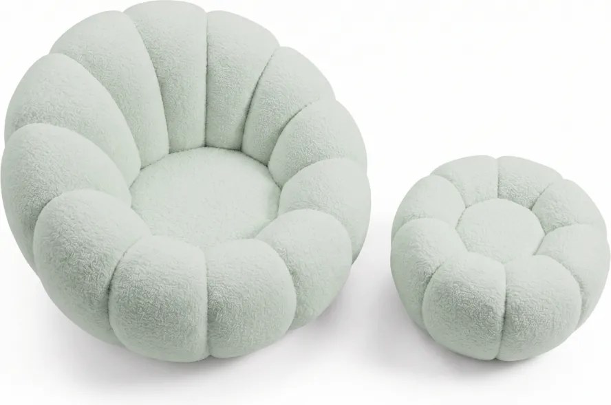Design fotel BLOOM lábtartóval, világoszöld