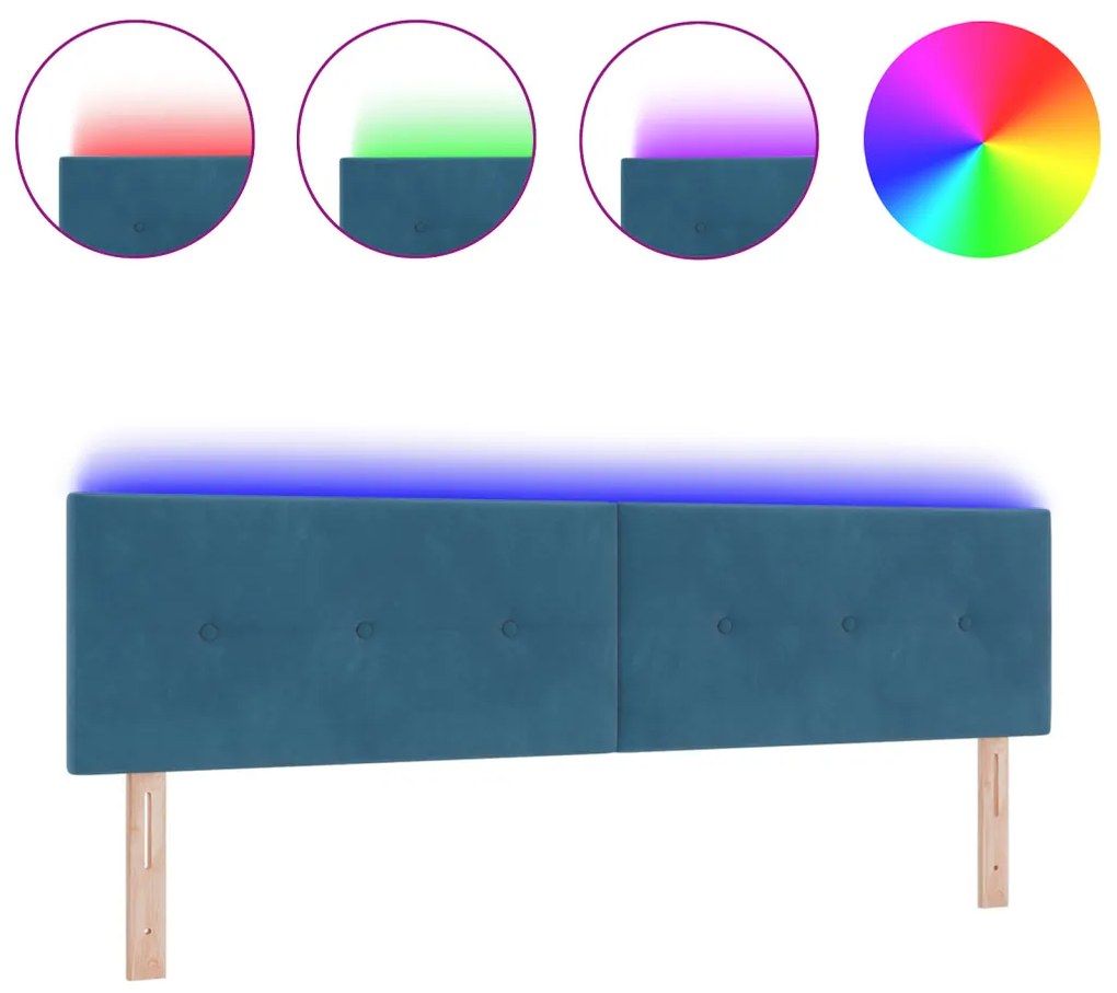 LED Fejtámla Gombos Tűzött Sötét Kék 90 cm Bársony