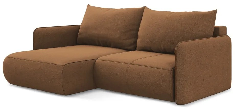 Narancssárga kinyitható-tárolóhelyes sarokkanapé (bal oldali) Nanea – Makamii