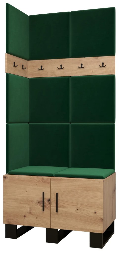 Előszobabútor Amanda 11 (artisan tölgy + zöld). 1085953