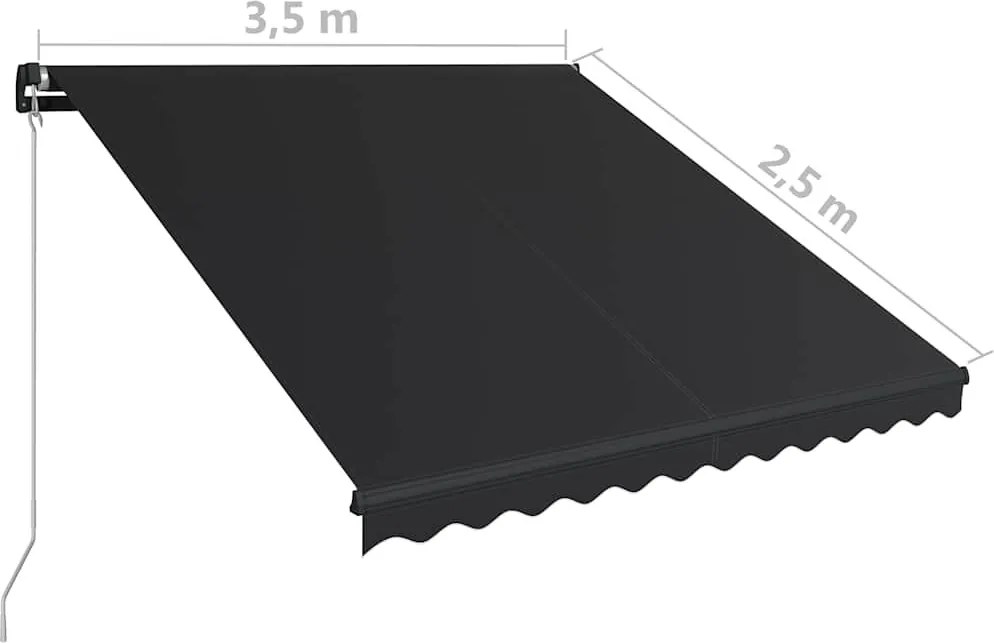 Antracitszürke kézzel behúzható napellenző 350 x 250 cm
