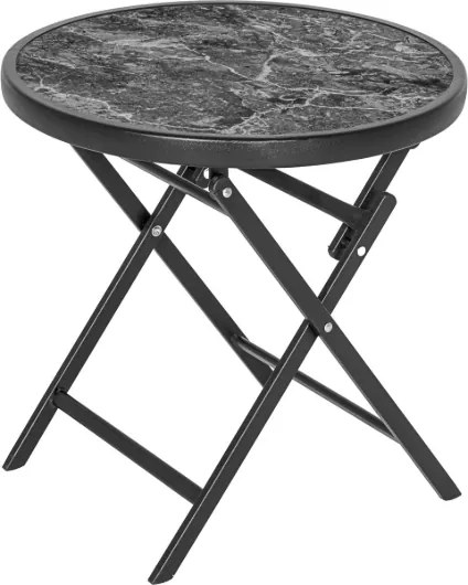 Üveglapú kisasztal szürke márvány Ø 45 cm