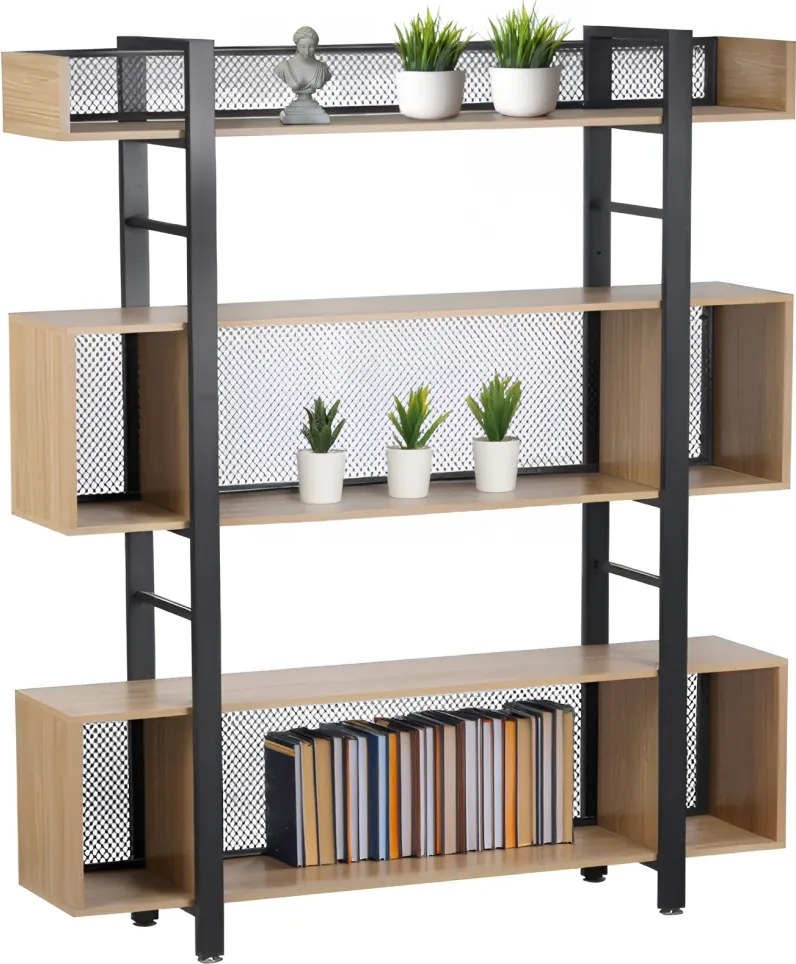 3 polcos polcállvány, tölgy/fekete, KILIS NEW TYP 4