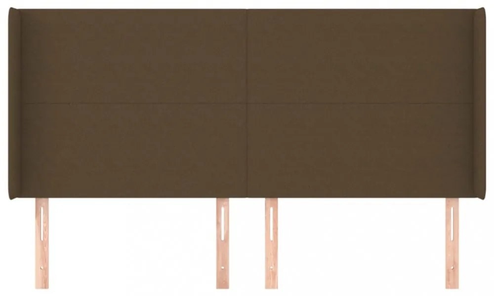 sötétbarna szövet fejtámla szárnyakkal 203x16x118/128 cm