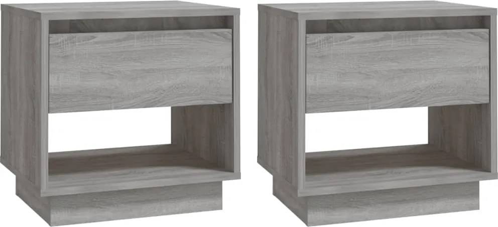 vidaXL 2 db szürke sonoma színű szerelt fa éjjeliszekrény 45x34x44 cm