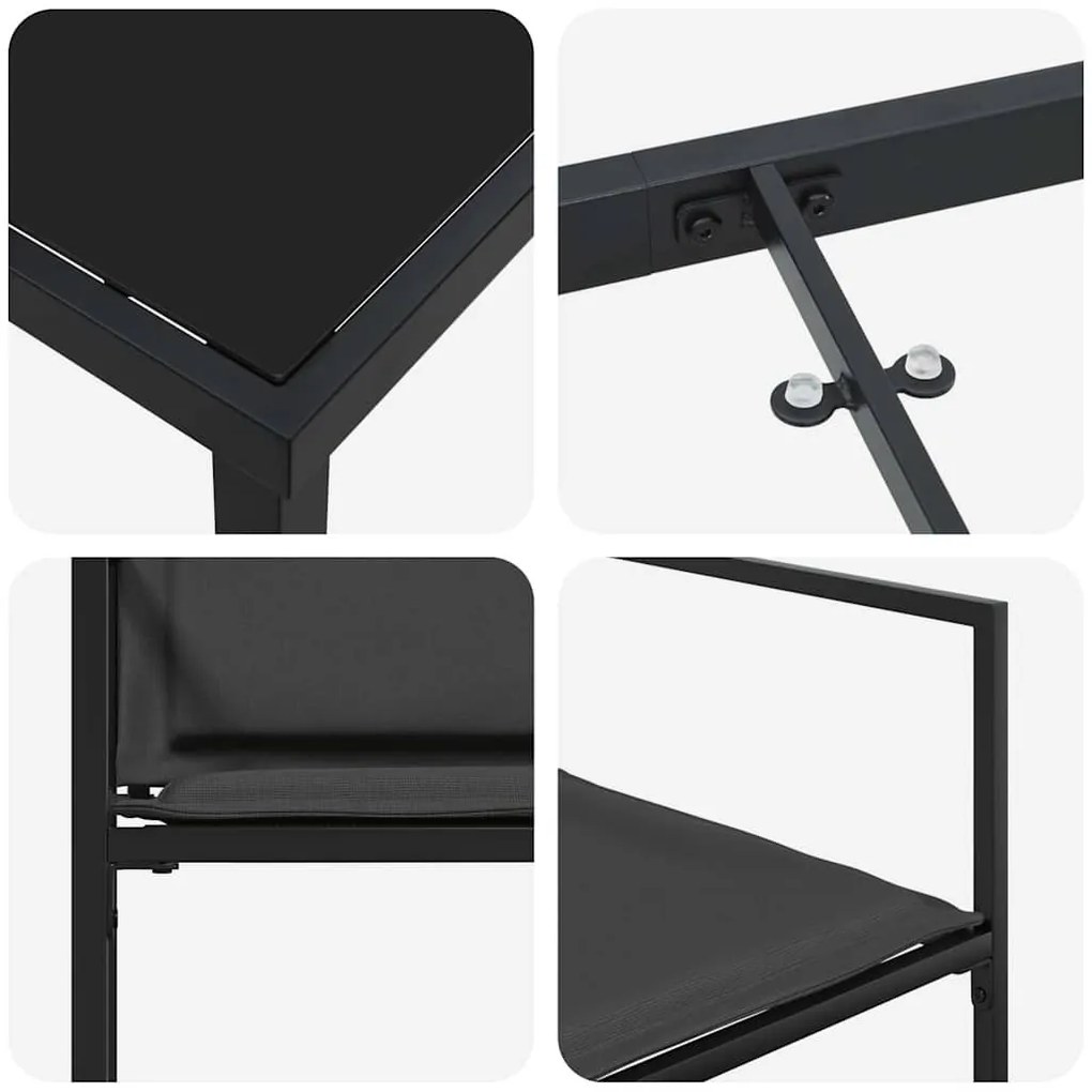 Kert étkező szett 5 pcs Fekete 160 x 80 x 73 cm
