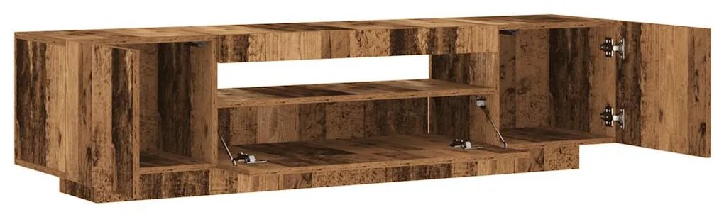 antik fa színű szerelt fa TV-szekrény LED-ekkel 160x35x40 cm