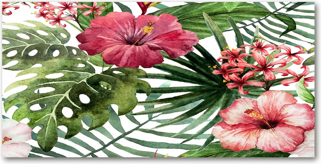 Fotó üvegkép Trópusi virágok 140x70