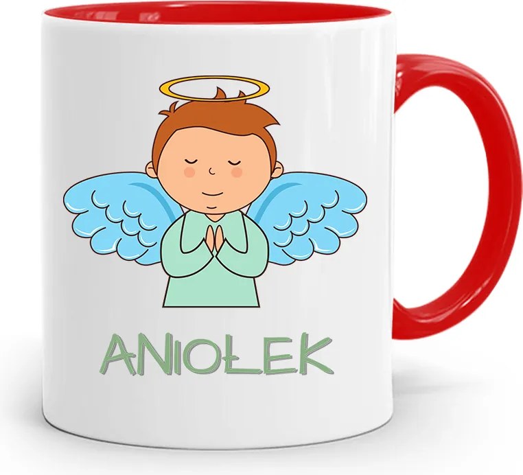 Piros Bögre Gyerekeknek Kis Angyalka +név fényképes nyomattal