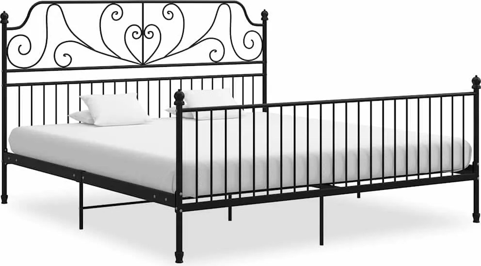 vidaXL fekete fém ágykeret 200 x 200 cm