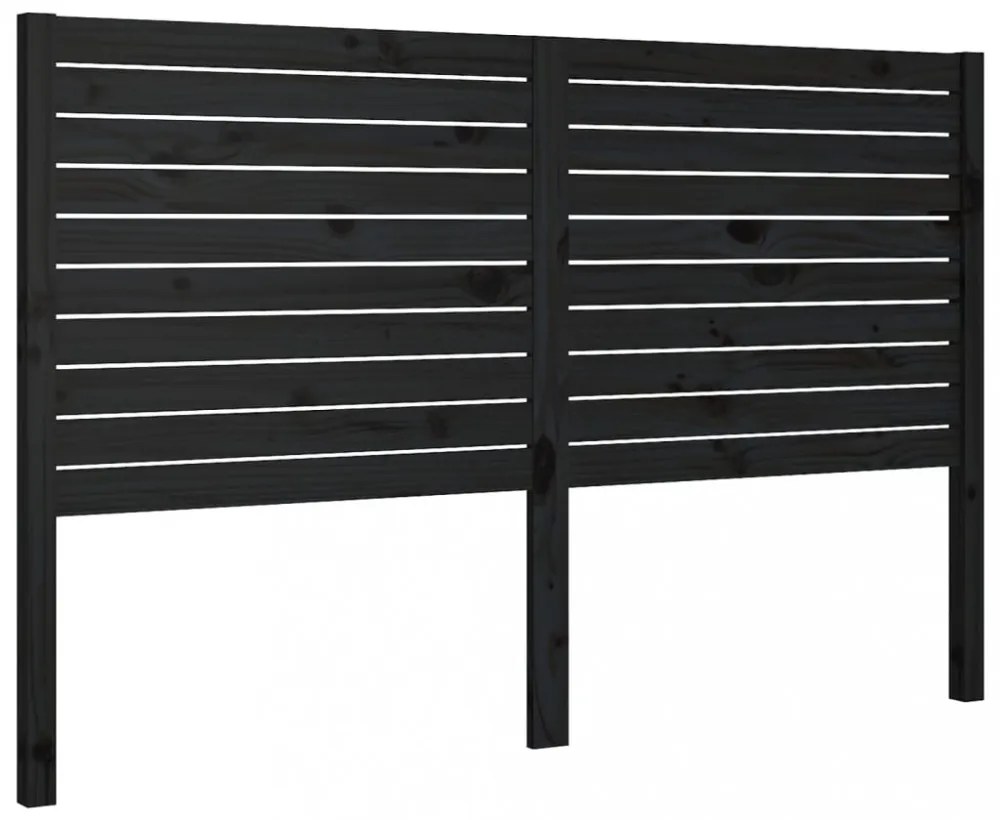 fekete tömör fenyőfa ágyfejtámla 141x4x100 cm