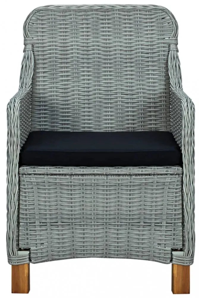 vidaXL 9 részes világosszürke polyrattan kültéri étkezőszett párnákkal