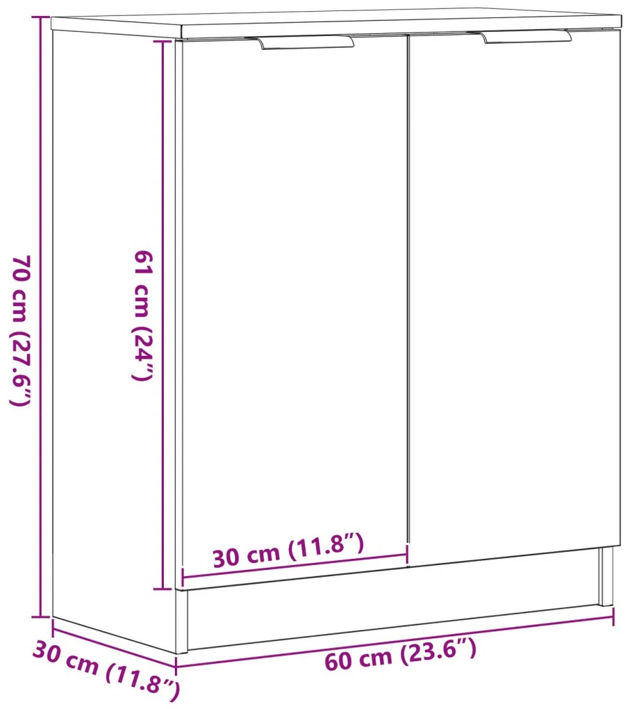Fekete tölgy oldalszekrény 60x30x70 cm Készült faforgácsból
