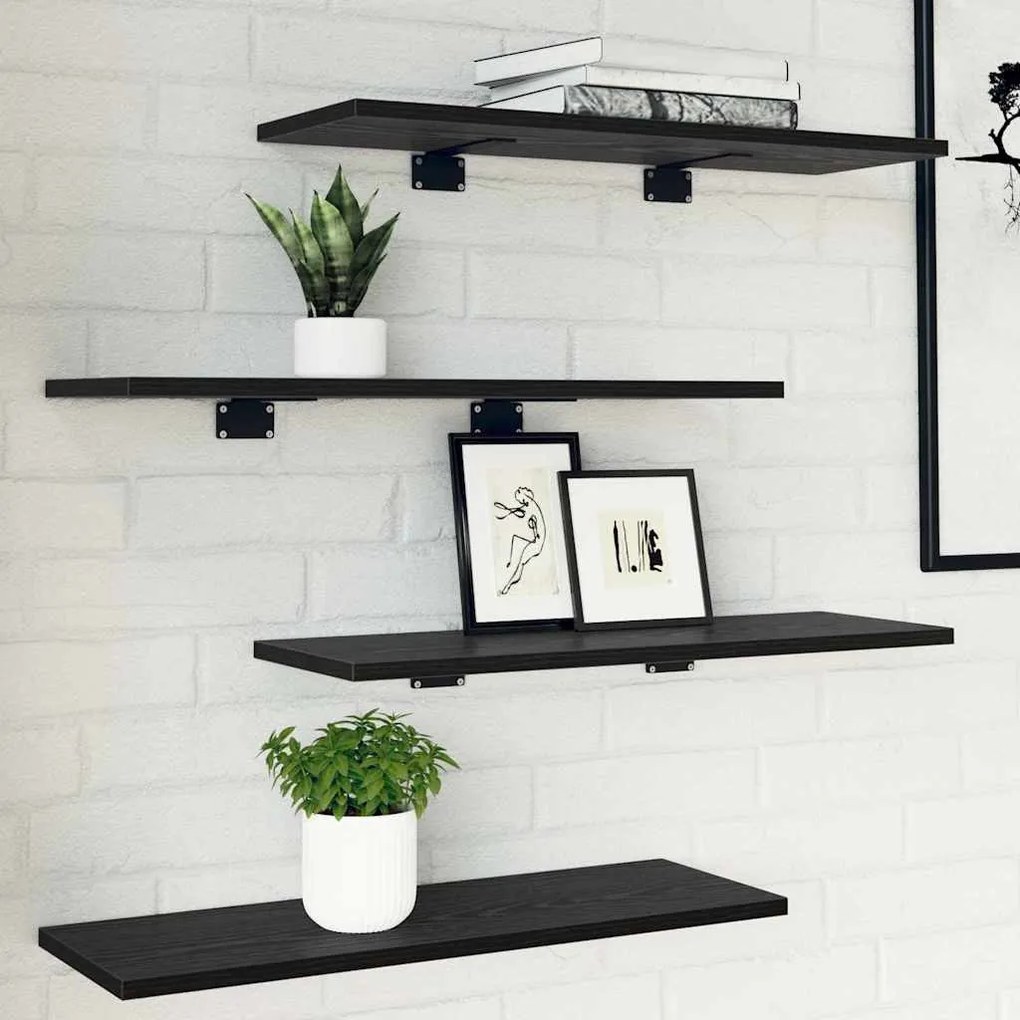 Polcos könyvespolc 4 pcs Fekete 60 x 20 x 1.5 cm Faanyag
