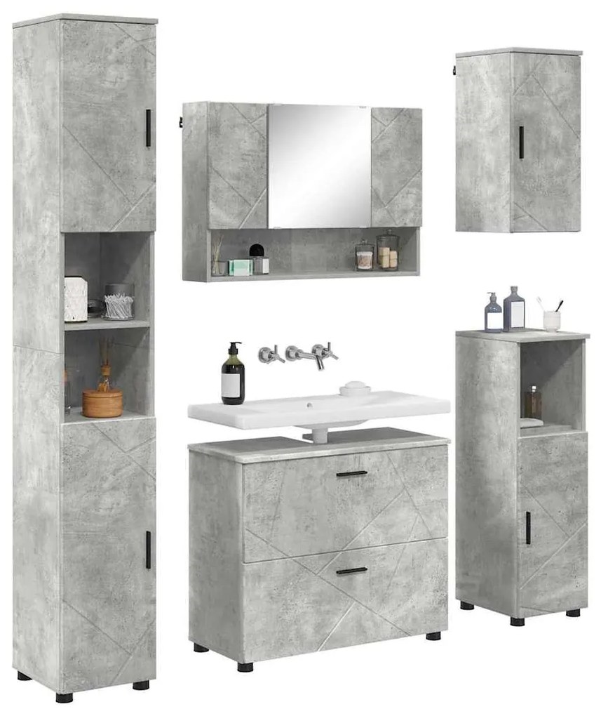 Fürdőszoba bútor szett 5 pcs Beton szürke 30 x 35 x 192 cm