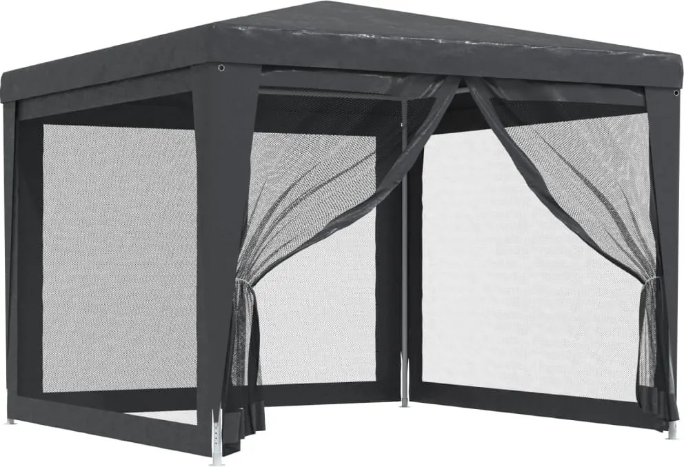vidaXL antracitszürke HDPE rendezvénysátor 4 hálós oldalfallal 3x3 m