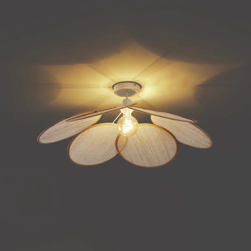 Japandi mennyezeti lámpa krém színű, vászon ernyővel - Aisha