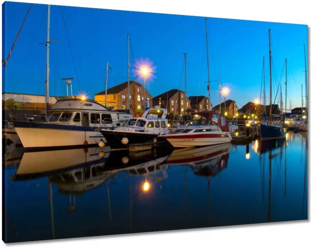 Vászonkép 100x70 Kikötő az éjszakában