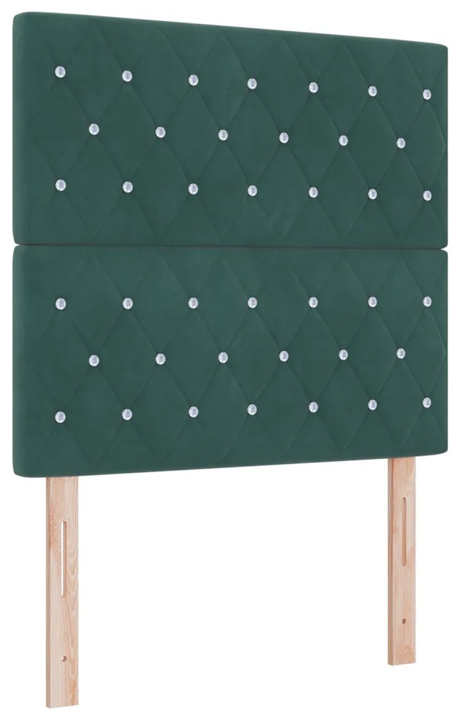 Boxspring Ágy Matraccal Sötét Zöld 90x190 cm Bársony
