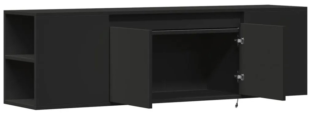 fekete fali TV-szekrény LED-világítással 135x31x39,5 cm