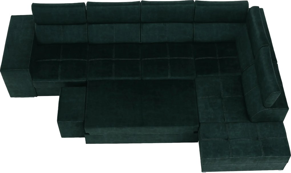 Ülőgarnitúra, smaragdzöld, jobbos, MALAGA BIG