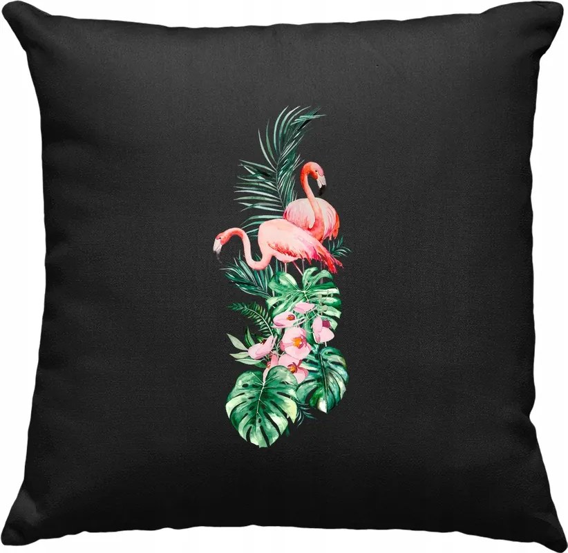 Flamingó párna Virágok 1 Fekete