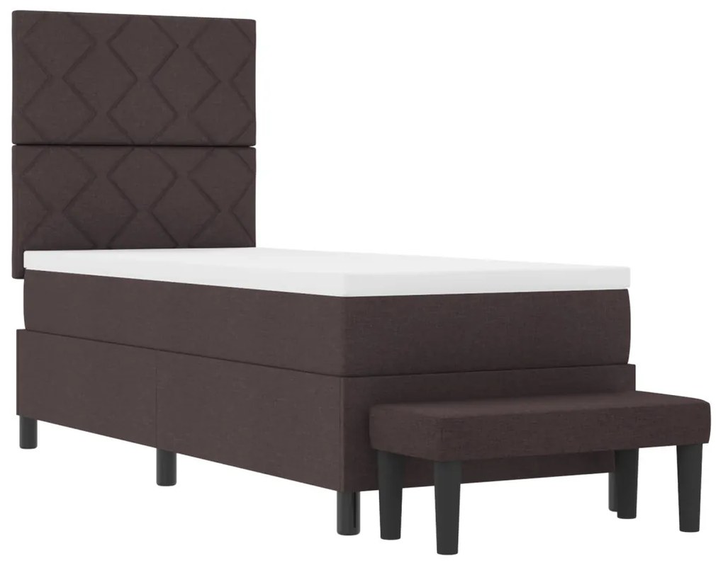 Box Spring Ágy Matraccal és Pad Sötétbarna 80x200 cm Szövet