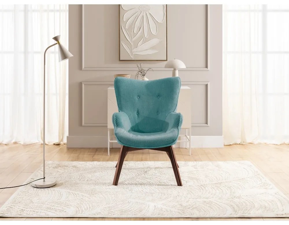 Türkiz kordbársony fotel Niko – Ropez