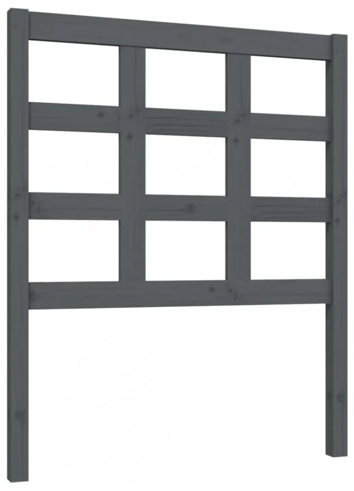 szürke tömör fenyőfa ágyfejtámla 80,5 x 4 x 100 cm