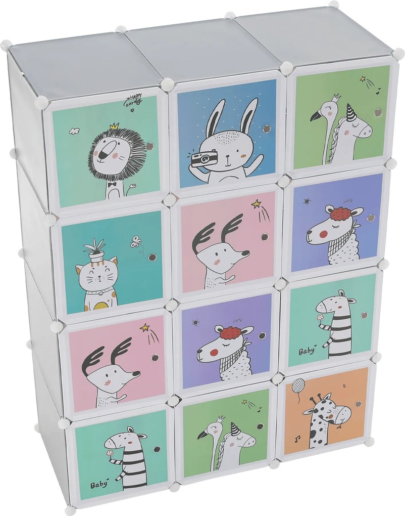 Gyerek moduláris szekrény, szürke/gyerek minta, HAKON