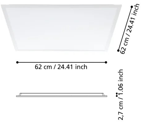 Eglo 900938 - LED Mennyezeti panel RABASSA LED/33W/230V 62x62 cm