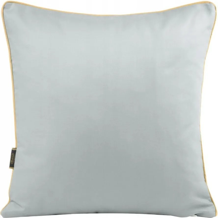 Dekoratív párnahuzat 45x45 cm, acélszínű, arany szegéllyel, szatén, egyszínű