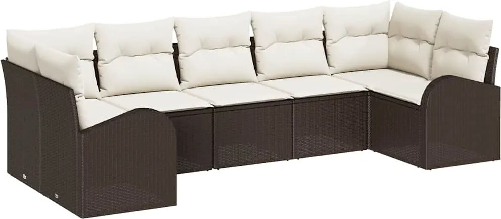 vidaXL Kerti Kanapé Szett párnával 7 pcs Barna Poly Rattan