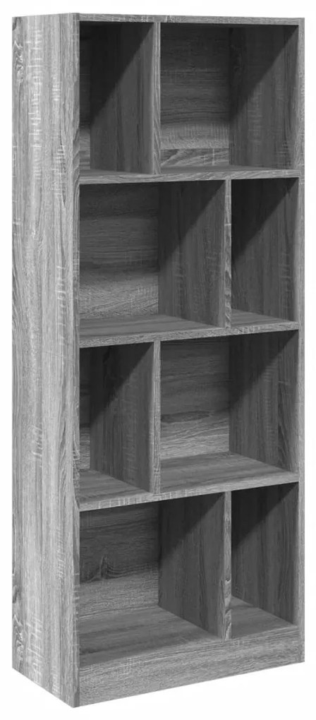 szürke sonoma színű szerelt fa könyvespolc 57 x 28,5 x 141 cm