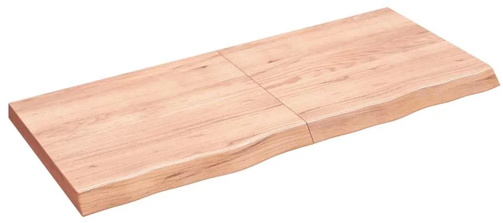 világosbarna kezelt tömör fa fürdőszobai pult 140x60x(2-6) cm