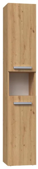 Shannan Nel III fürdőszoba szekrény, 31x174x30 cm, tölgy