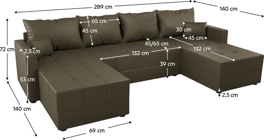 Univerzális ülőgarnitúra, barna, DUAN U UNI