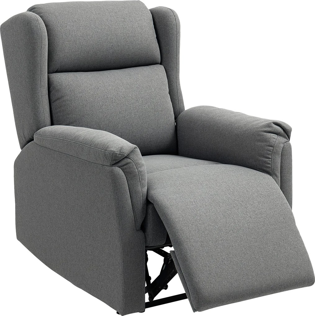 HOMCOM Dönthető Fotel, TV Fotel Zseb Rugós Maggal, Párnázott Dönthető Szék, Relaxáló Fotel 150 kg-ig Lakószobába és Hálószobába, Sötétszürke | Aosom
