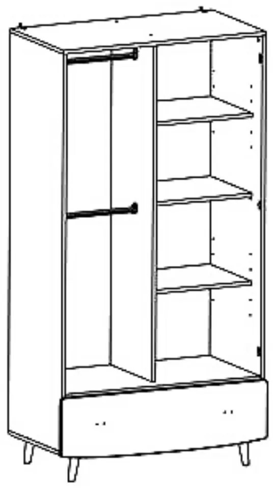 Elmo 2 ajtós szekrény tükörrel Pink N