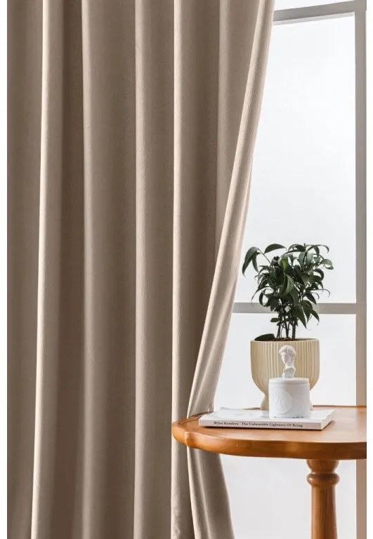 Világosbarna sötétítő VELVET függöny 140x250 cm Felfüggesztés: Hullámos sínszalag