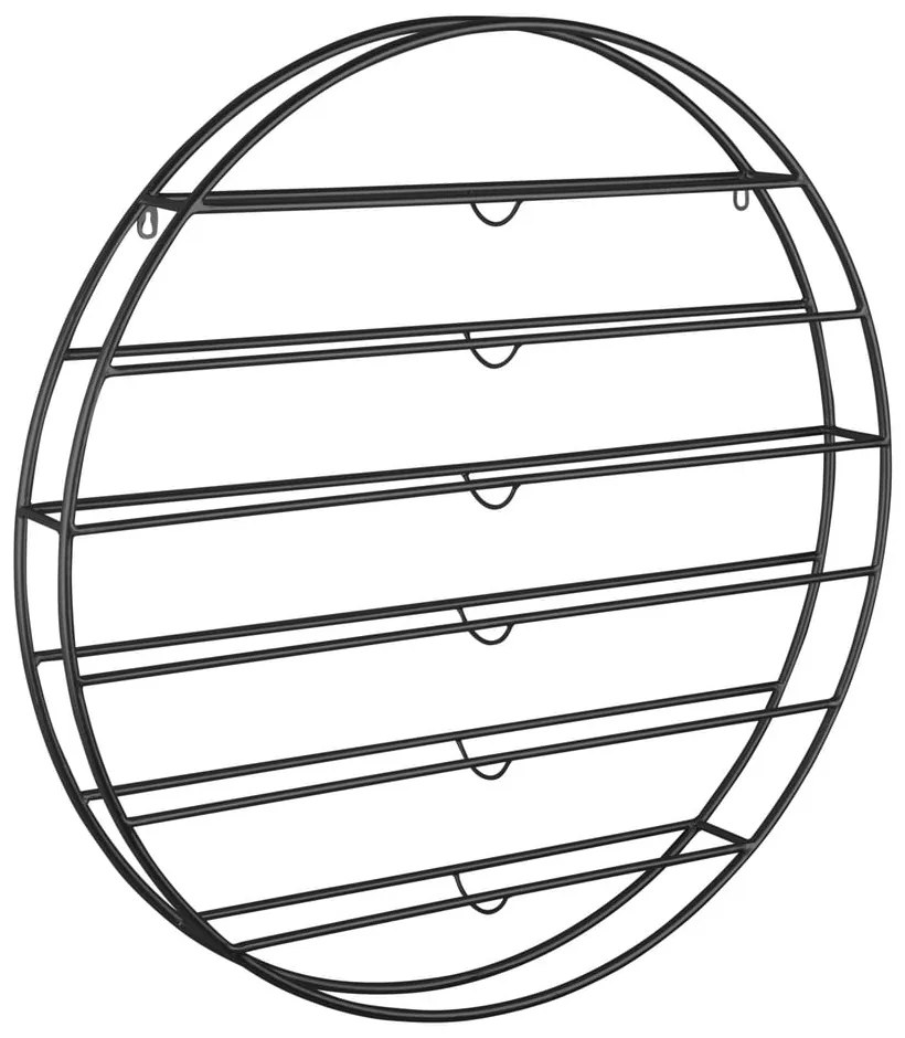 Fekete fali fém bortartó polcos állvány, palackok száma 12 80x80x9 cm Redondo – PT LIVING