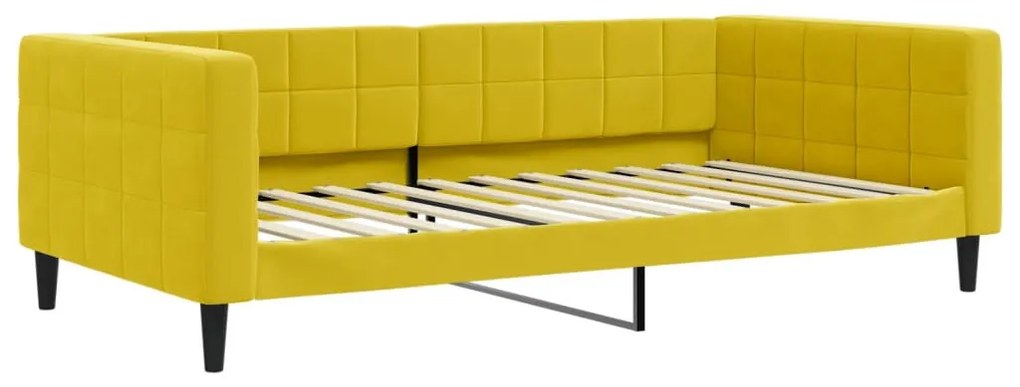 sárga bársony kanapéágy 100 x 200 cm